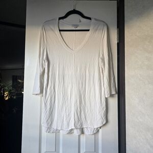 Katherine Barclay Cream Long Sleeve V-Neck Top